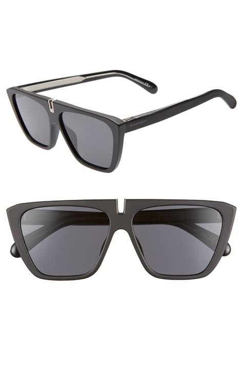 givenchy 58mm flat top sunglasses black|Givenchy large modern sunglasses.